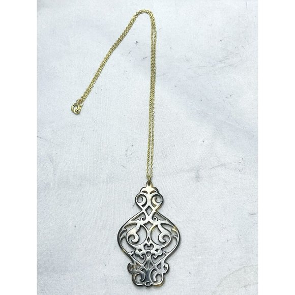 Vintage Brown Plastic Lucite Pendant Necklace - Picture 4 of 5